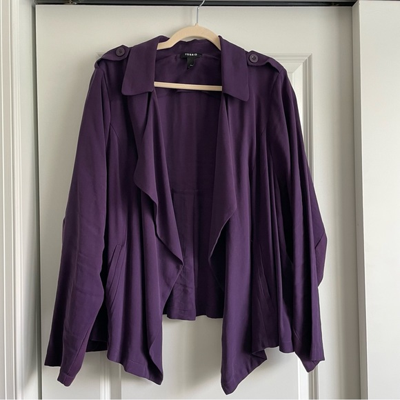 Torrid Twill Drape Jacket in Purple Indigo Size 4 - Picture 2 of 11